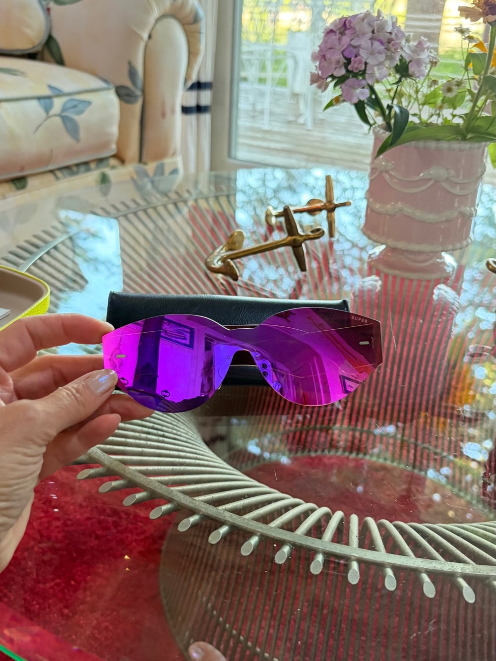 RetroSuperFuture Mirrored Pink Purple Gradient Shield Sunglass Lenses